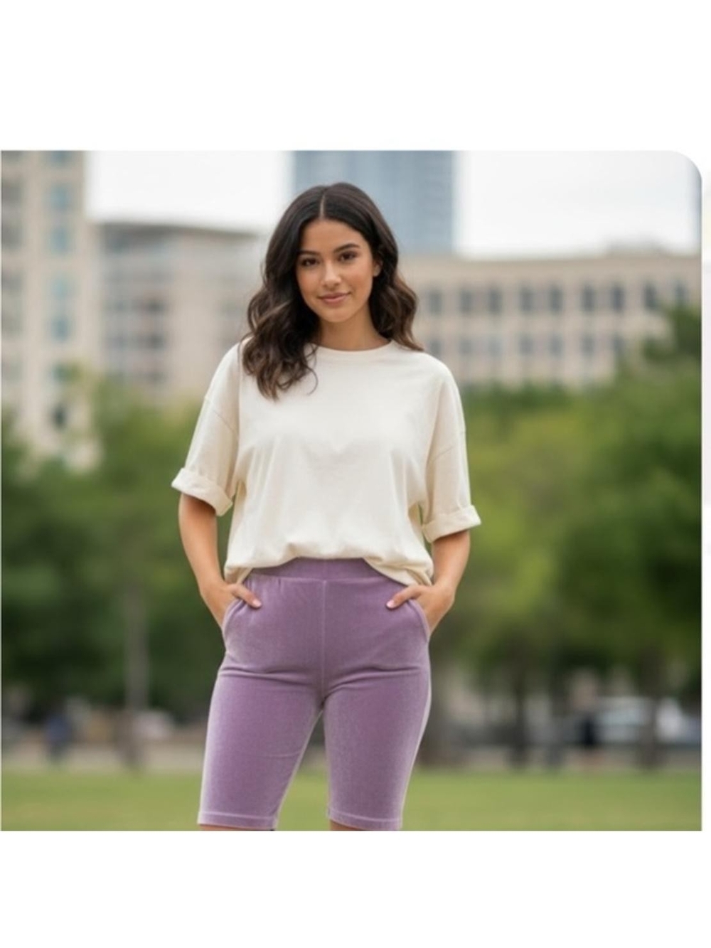 Fabletics Lavender High-Rise Bike Shorts